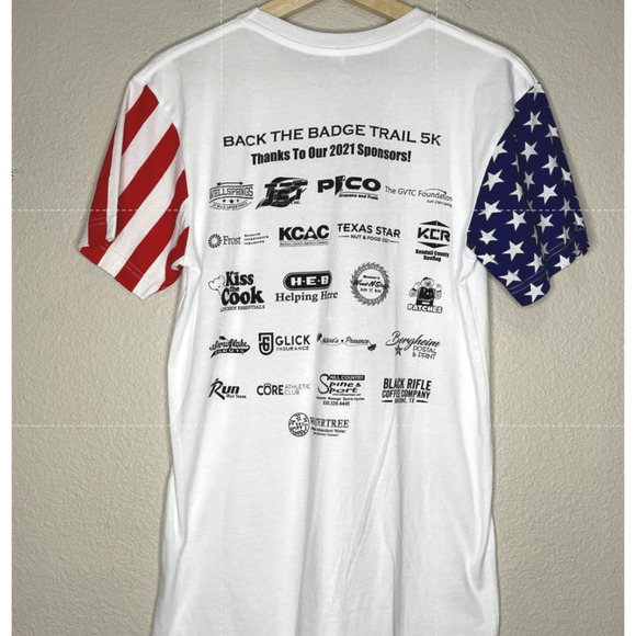 5K Run Shirt Red White Blue 9/11/2021 Back The Badge Twin Towers Remembrance Run - Picture 10 of 12